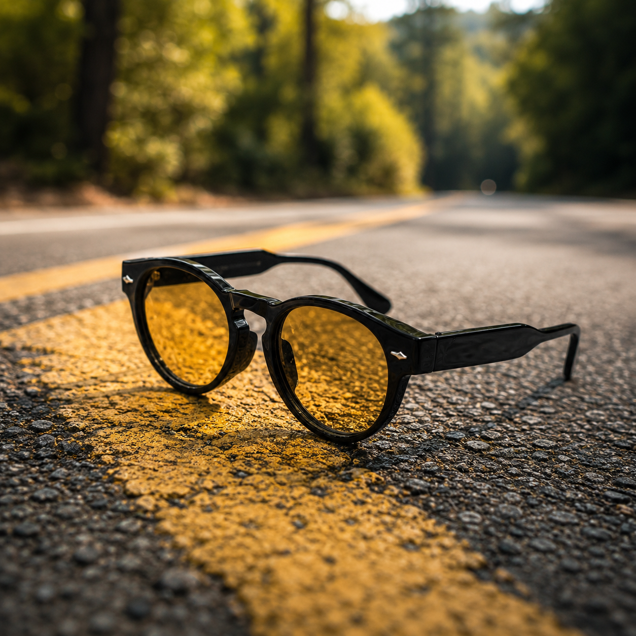 THE ORBIT Unisex UV400 HD Glossy Black Yellow  Night Driving Sunglasses