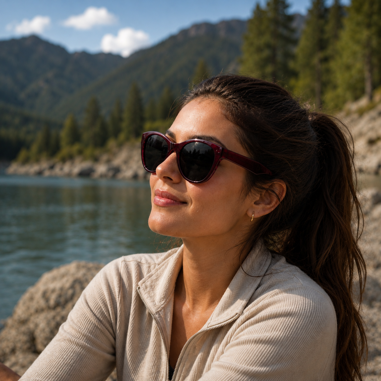 THE ELARA Glossy Maroon UV400 HD CATEYE THICK Sunglasses