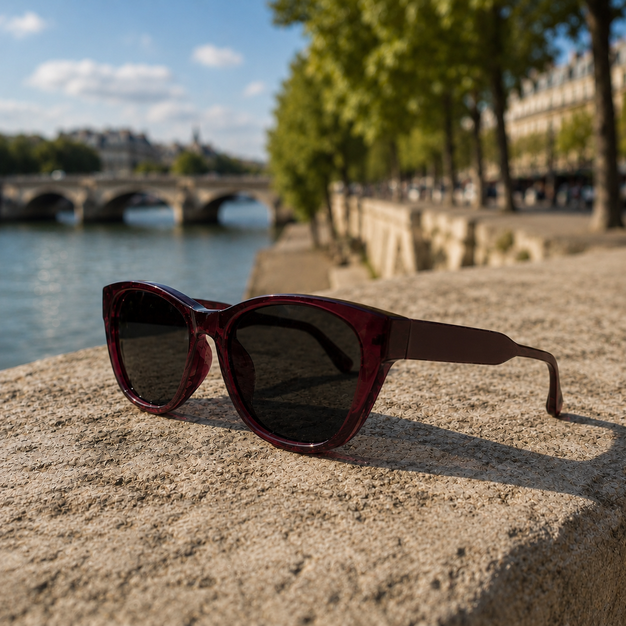 THE ELARA Glossy Maroon UV400 HD CATEYE THICK Sunglasses