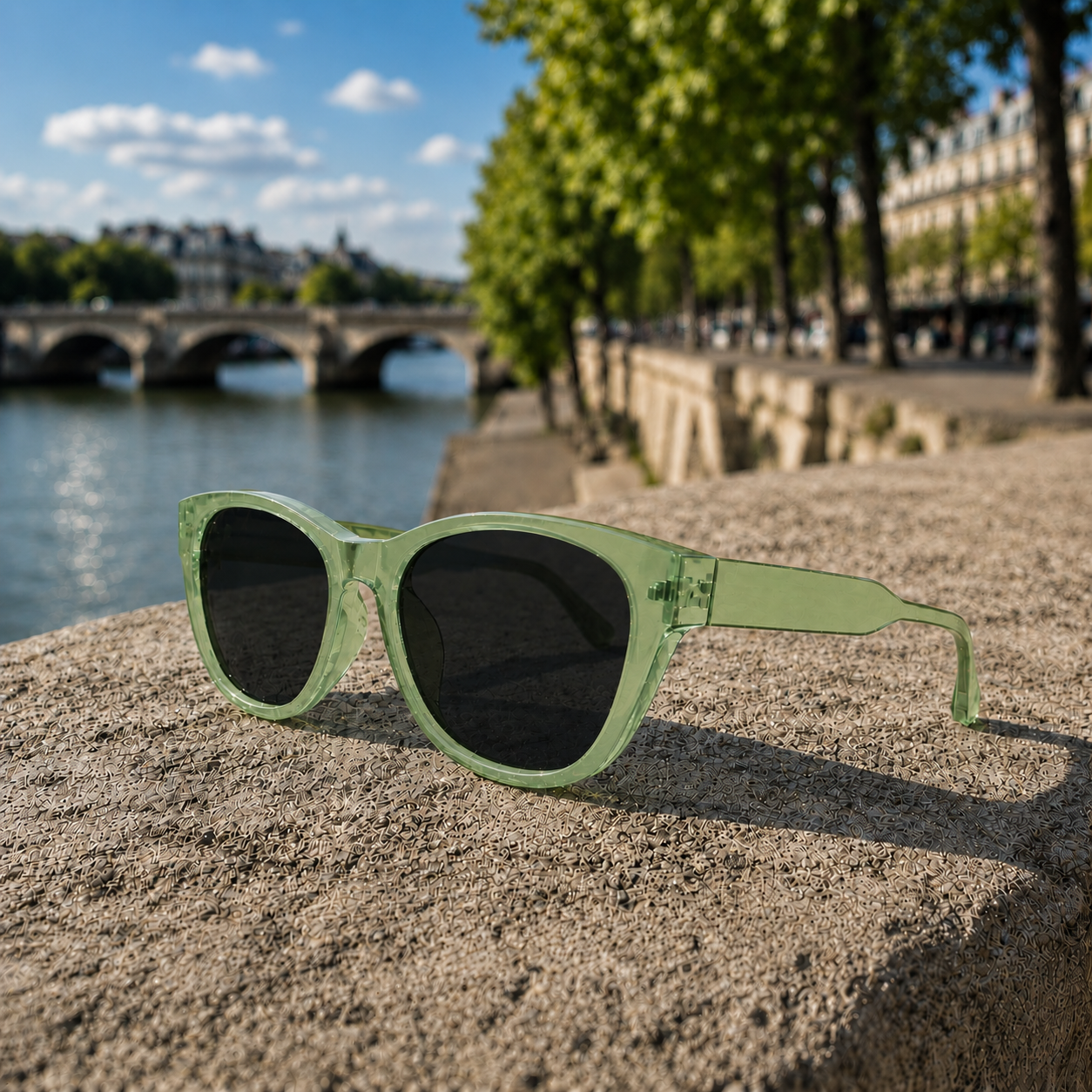 THE ELARA  Unisex UV400 HD Glossy Light Green Sunglasses