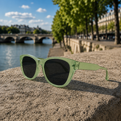 THE ELARA  Unisex UV400 HD Glossy Light Green Sunglasses