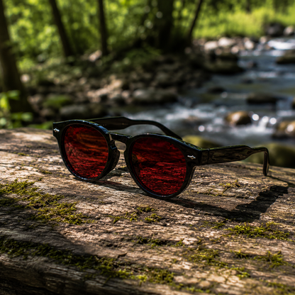 THE Orbit Red Unisex UV400 HD Glossy Black Red Lens Sunglasses