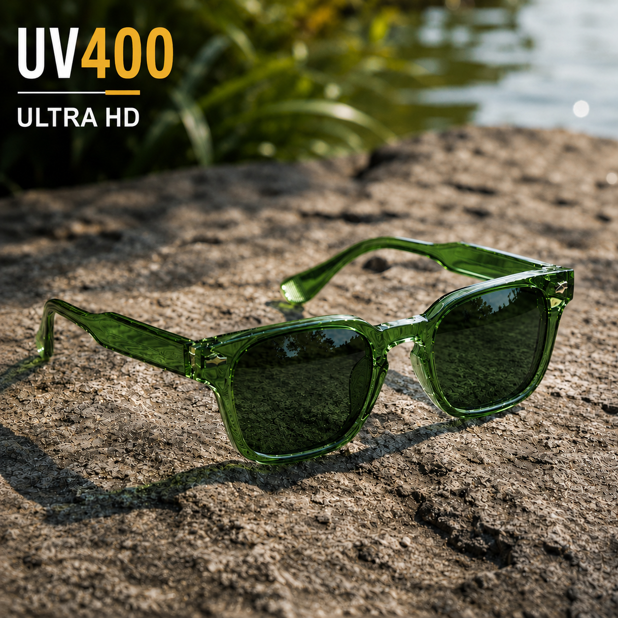 THE Drift UV400 HD Glossy Dark Green Sunglasses