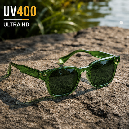 THE Drift UV400 HD Glossy Dark Green Sunglasses