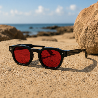 THE Phantom Red UV400 HD Glossy Black Red Sunglasses