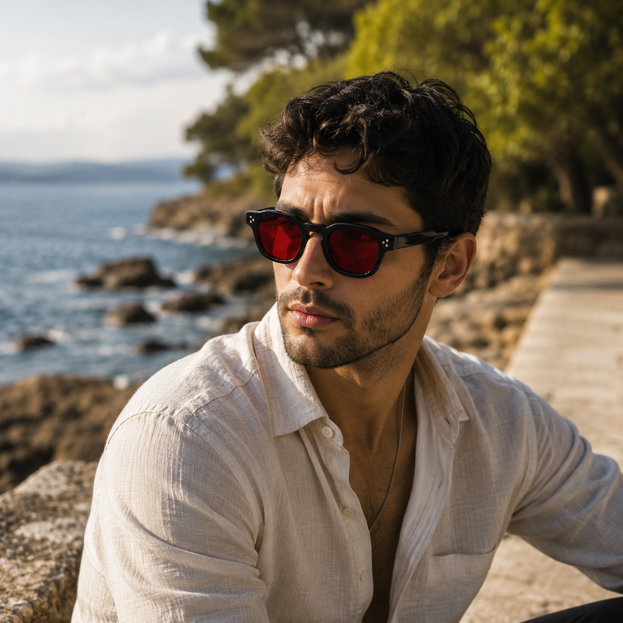 THE Phantom Red UV400 HD Glossy Black Red Sunglasses
