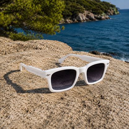 THE GHOST Unisex UV400 HD Glossy White Sunglasses