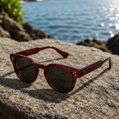 THE PHANTOM Unisex UV400 HD Glossy Maroon Sunglasses with Gradient Lens