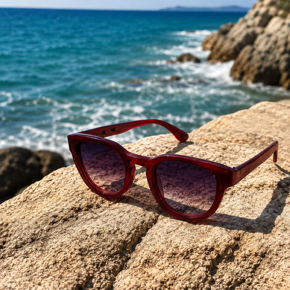 THE GALAXY Unisex UV400 Glossy Maroon HD Sunglasses