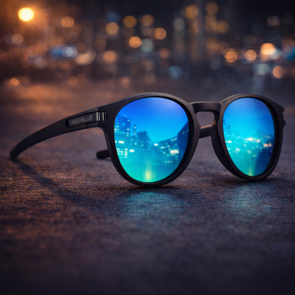 THE BOSS | Round Black Mirror Blue Polarized For Men and Women