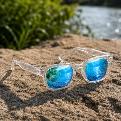 THE Drift Glossy Clear Mirror Blue Lens UV400 Sunglasses (Copy)