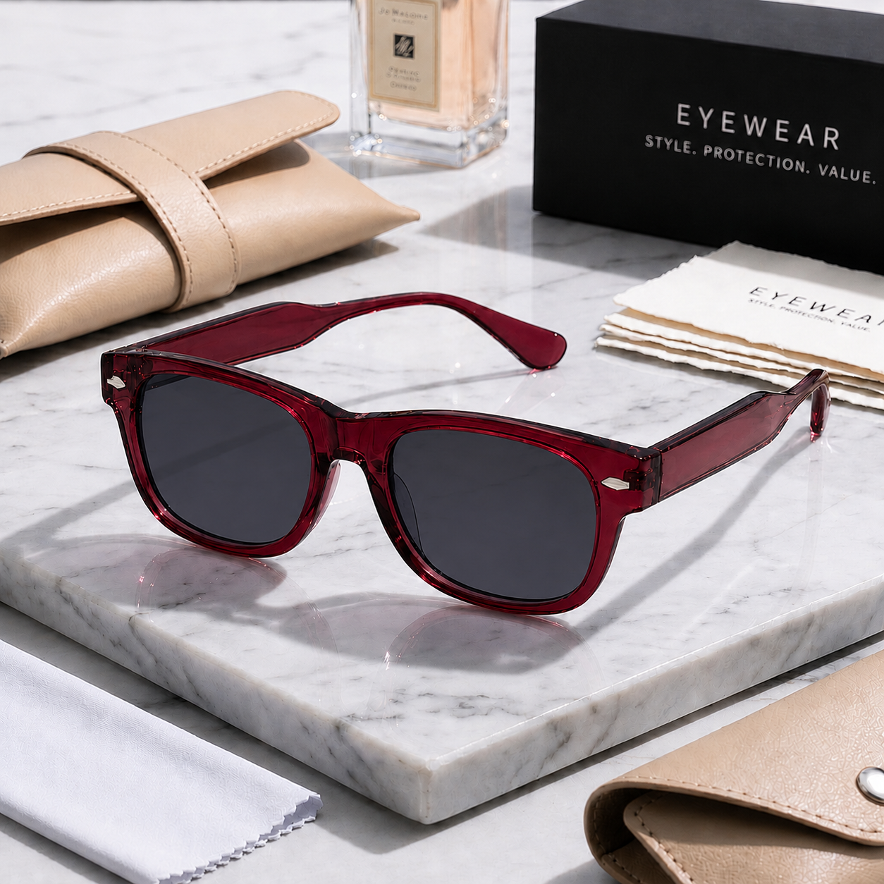 THE Atlas Unisex UV400 HD Glossy Maroon  Sunglasses