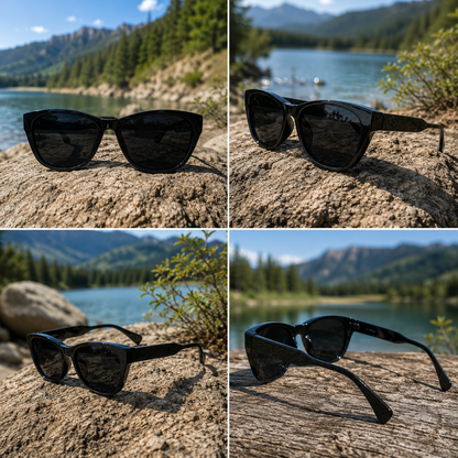 THE ELARA Glossy Black UV400 HD CATEYE THICK Glossy Sunglasses