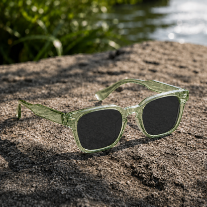 THE Drift  Unisex UV400 HD  Glossy Clear Light Green  Sunglasses