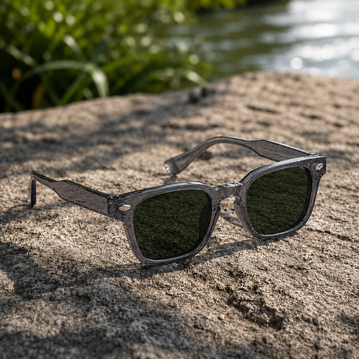 THE Drift UV400 HD Glossy Grey with Green Lens   Sunglasses