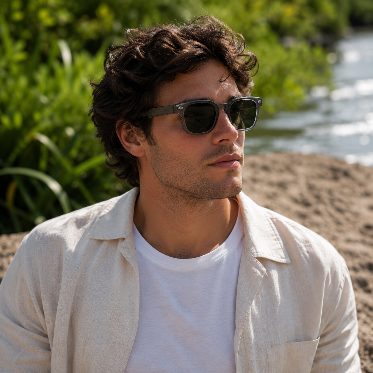 THE Drift UV400 HD Glossy Grey with Green Lens   Sunglasses