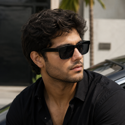 THE ECLIPSE Unisex UV400 HD Glossy Black Sunglasses