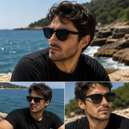 THE GALAXY Unisex UV400 Glossy Black HD Sunglasses