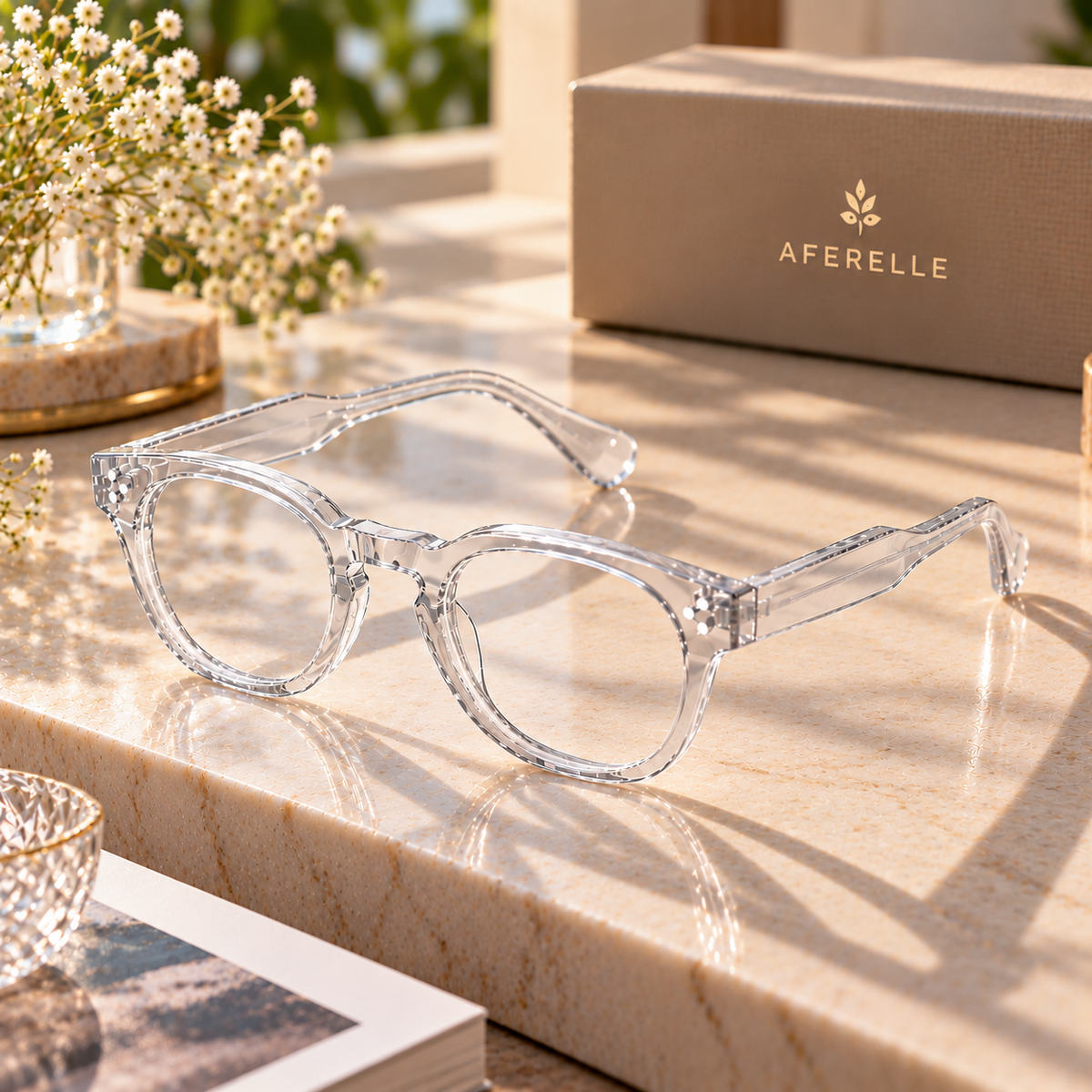 THE PHANTOM F1 Glossy Transparent Eyeglasses Frame with Demo Lens