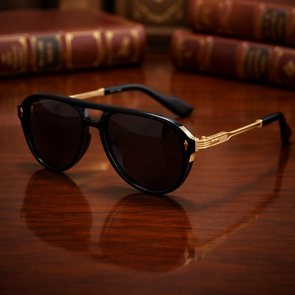 THE COMMANDER  Gold Finish Aviator Polarized Sunglasses
