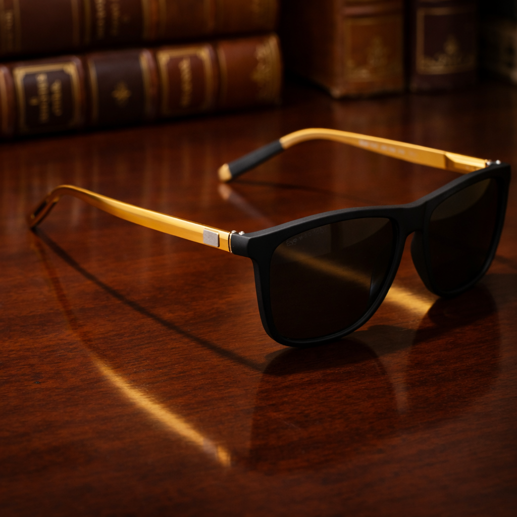 THE PLANNER Gold finish Polarized Sunglasses
