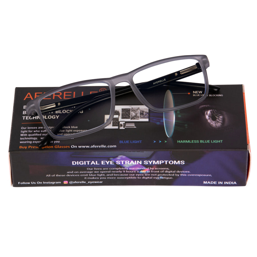 AFERELLE Zero Power Computer Glasses Blue Ray Glasses For Men TR90 Frame | CR Lens