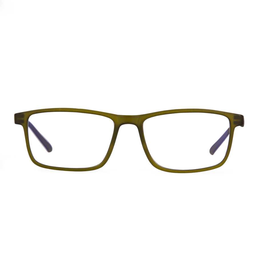 AFERELLE Zero Power Computer Glasses Blue Ray Glasses For Men TR90 Frame | CR Lens | Matt Olive